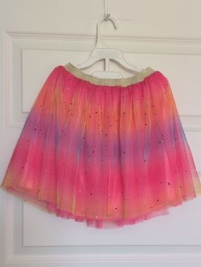 Girls' Pink Ombre Tulle Skirt with Gold Waistband